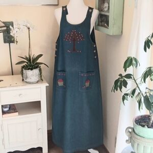 Vintage Casey Coleman Embellished DenimJumperMaxi Dress.Country. Coastal Cowgirl